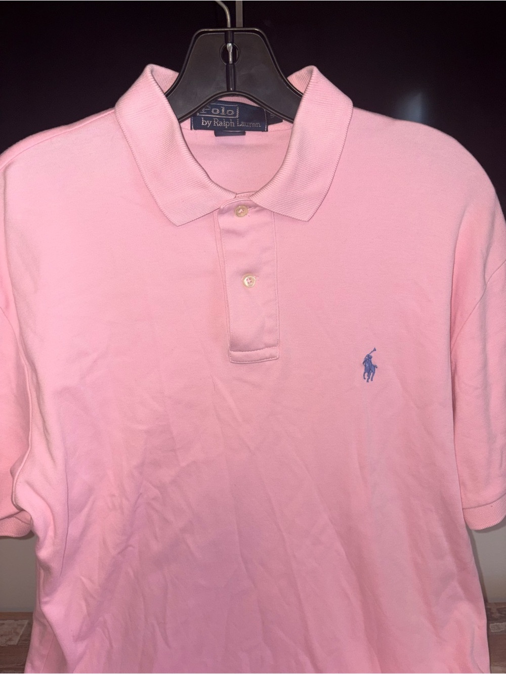 Ralph Lauren Pink Polo Shirt with Blue Pony Embroidery